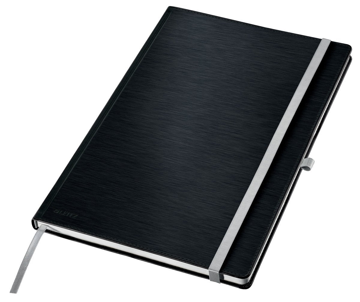 Leitz style notebook a4 checked - with hardcover - 100 gram paper - satin black