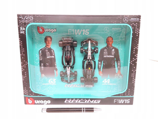 Bburago mercedes-amg w15 f1 cars set 1:43 hamilton russell