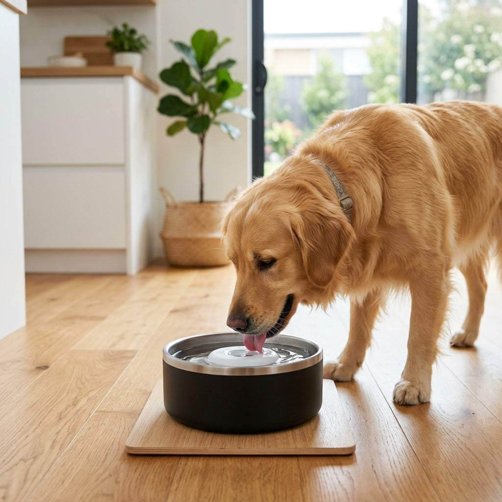 Ciotola per cani antirovesciamento con disco galleggiante antigoccia